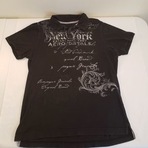 Mens Aeropostale Polo Shirt Size Large Black